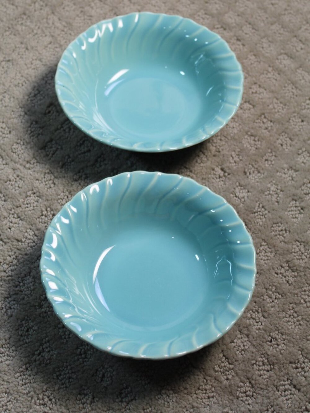Vintage Set of 2 Franciscan Coronado Aqua Turquoise Swirl 6.25" Cereal Bowls USA